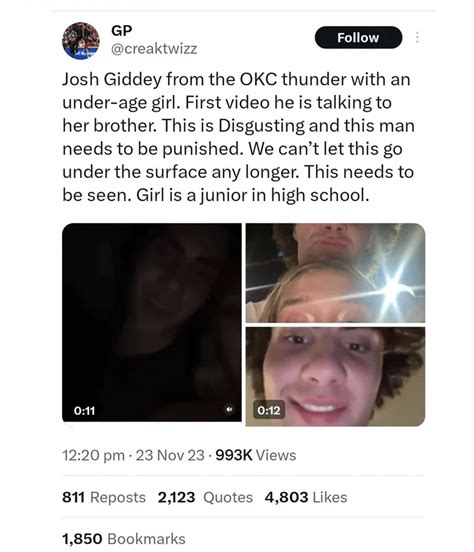 Footage of Josh Giddey with allegedly underage girl goes